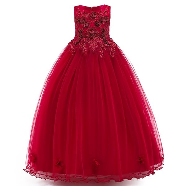 

2019 summer flower girls long bridesmaid wedding party dress kids dresses for girls princess dress clothing children 4-14 year, Red;yellow