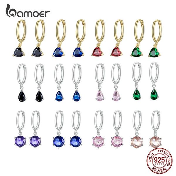 

dangle & chandelier bamoer 925 sterling silver spanish color drop earrings for women large grain colored zircon fashion jewelry present