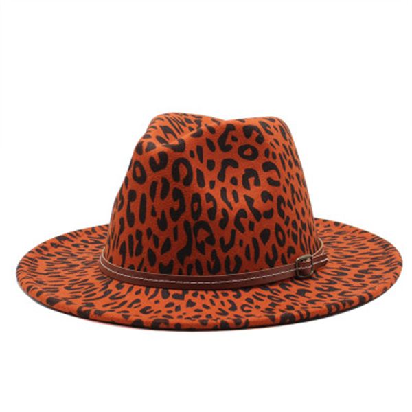 Fedoras Hats Leopard Western Cowboy Cinto Vintage Fivela Fascinator Mulheres Homens Inverno Chapéu Big Brim Outdoor Winter Hat Mulheres