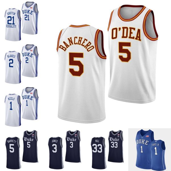 

5 paolo banchero duke blue devils o'dea jersey 21 a.j. griffin 12 theo john 33 grant hill 3 tre jones 13 joey baker 15 mark williams co, Black