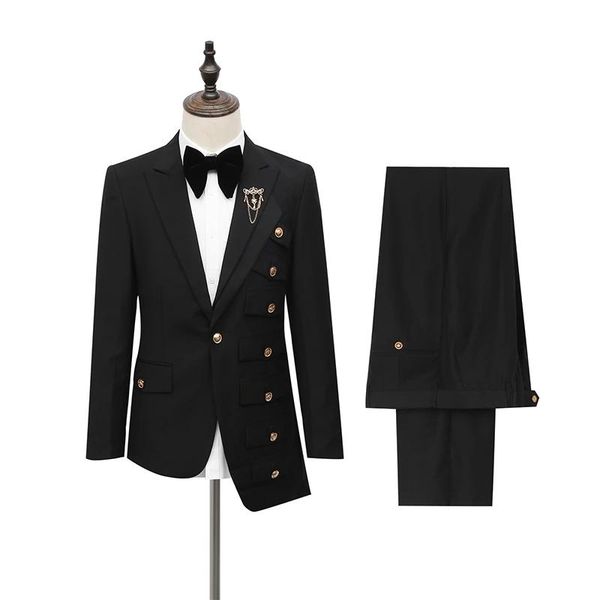

men's suits & blazers 2021 arrival groomsmen 2 pieces set black lapel groom tuxedos burgundy brand men wedding man blazer jacket+pants, White;black