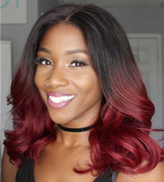 

wig female black gradient wine red short curly hair split wig set