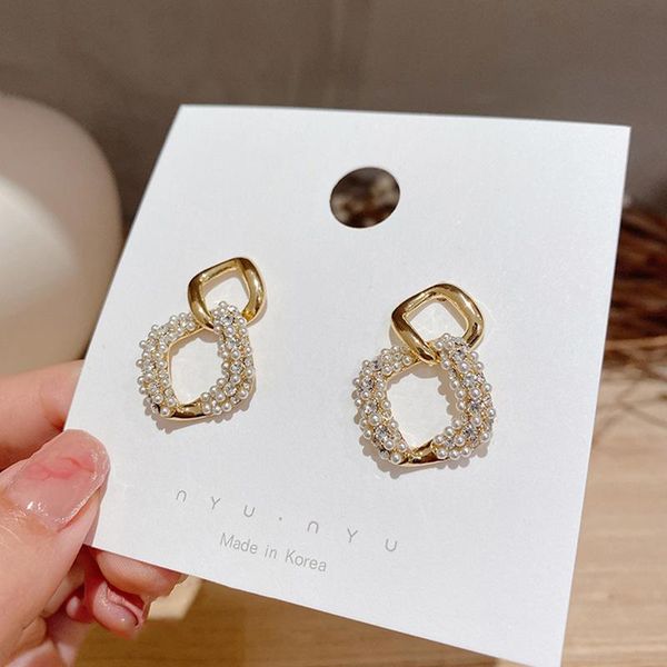 

dangle & chandelier fashion pearl geometric earrings for women gold color charm korean earring trendy jewelry pendientes, Silver