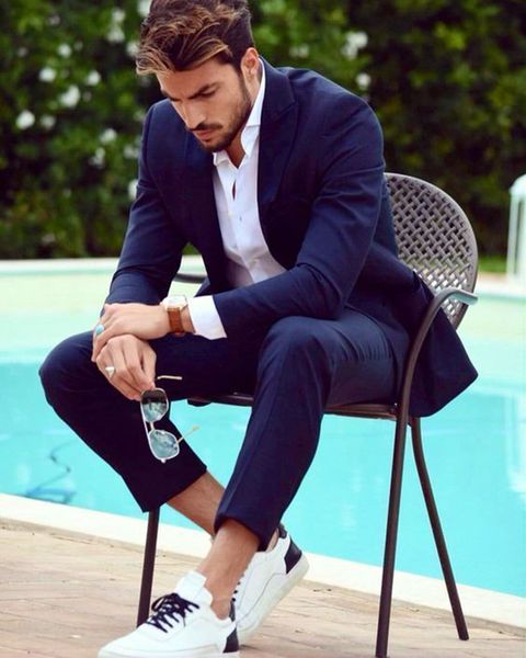 

men's suits & blazers formal wedding suit (jacket + pants), casual suit, narrow men's clothes, groomsmen, two pieces wtms, White;black