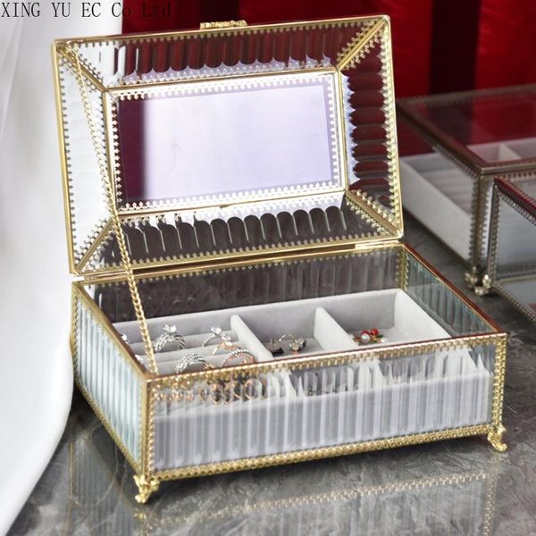 

storage boxes & bins ring jewelry box with lid dustproof flannel european-style small luxury nordic style