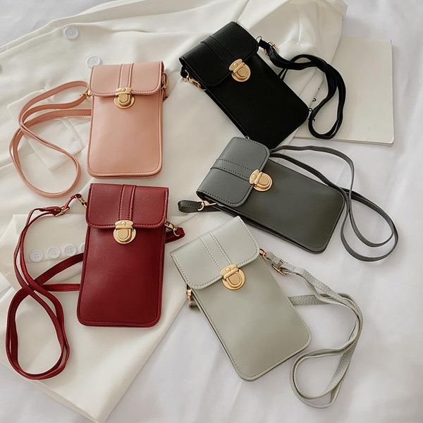 

home touch screen multifunctional hanging neck pu crossbody mobile phone bag
