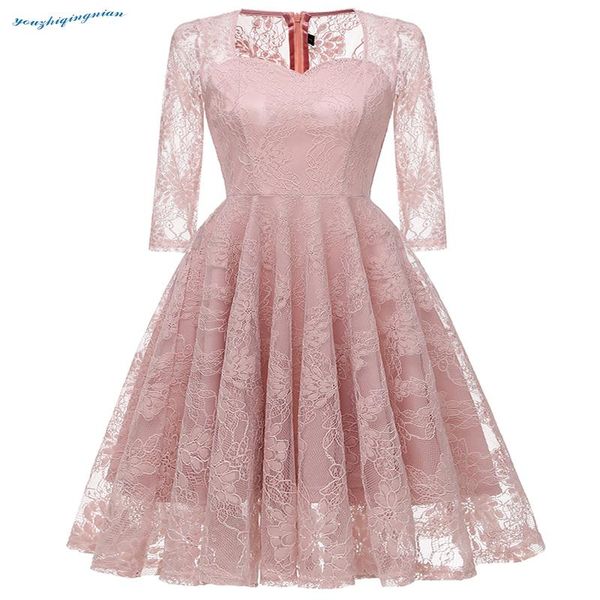 

casual dresses 2021the fall dress comes with a seven-point sleeve and pink v-neck high-end for parties weddings., Black;gray