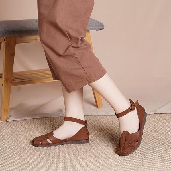 

sandals women leather soft summer shoes for low heels gray handmade genuine comfortable ankle strap, Black
