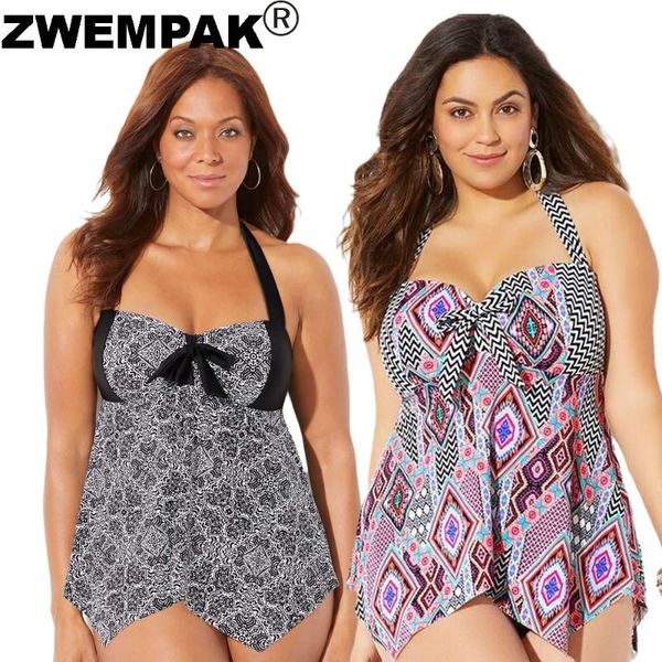 

women's swimwear 2021 big size swimsuit halter printed tankini set large 2xl swimming suits female bikini 3xl beachwear