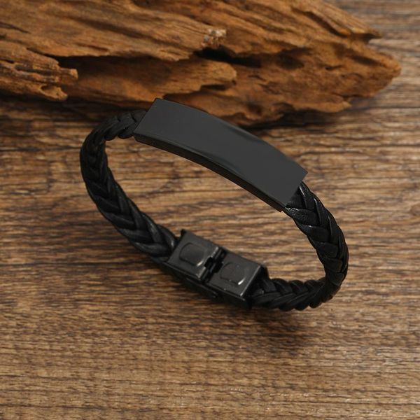 

charm bracelets black stainless steel matte metal men's handmade braided real leather boyfriend bracelet with magnetic clasp jewelry 20, Golden;silver