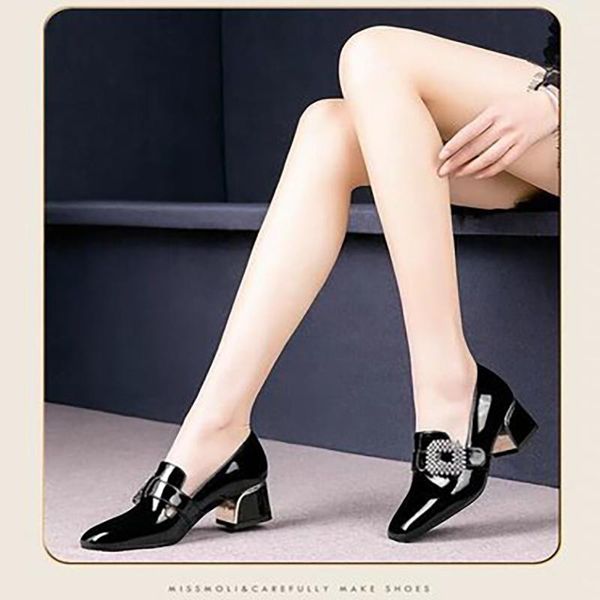 

dress shoes ladies mid elegant women heels pumps 2021 women's slip rhinestones woman square toe crystal on fashion female plus size, Black
