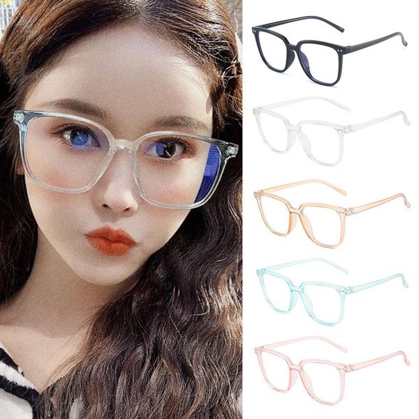 

sunglasses ins transparent color big frame trend retro anti-blue glasses ultra light plain flat gafas anti-azules para mujer, White;black