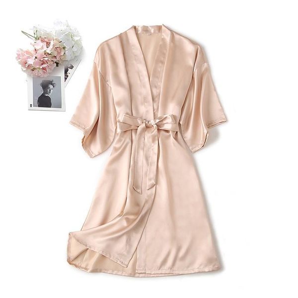 

women's sleepwear women satin lace nightgown bride robe bridesmaid wedding kimono bathrobe gown faux silk intimate lingerie, Black;red