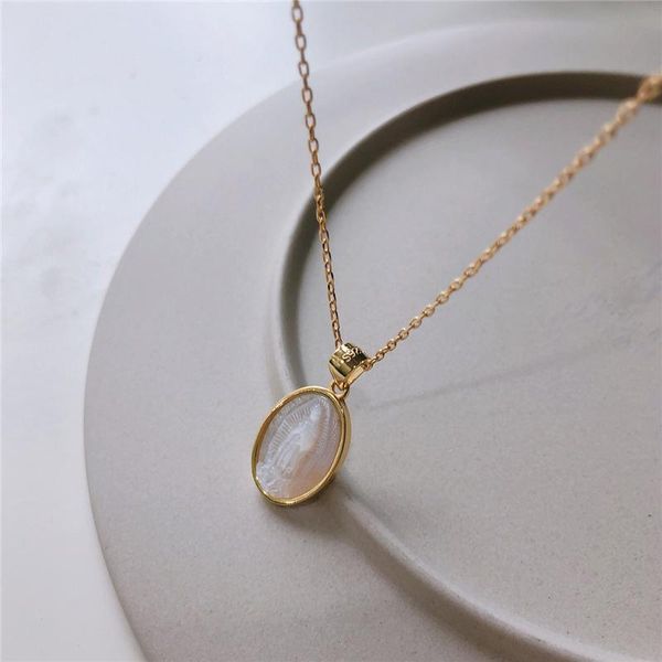 

pendant necklaces 925 sterling silver shell maria necklace gold original western style madonna for women jewelry gifts