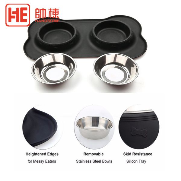

sile pet dog bowl sile stainls steel cat non slip meal pad suppli eating
