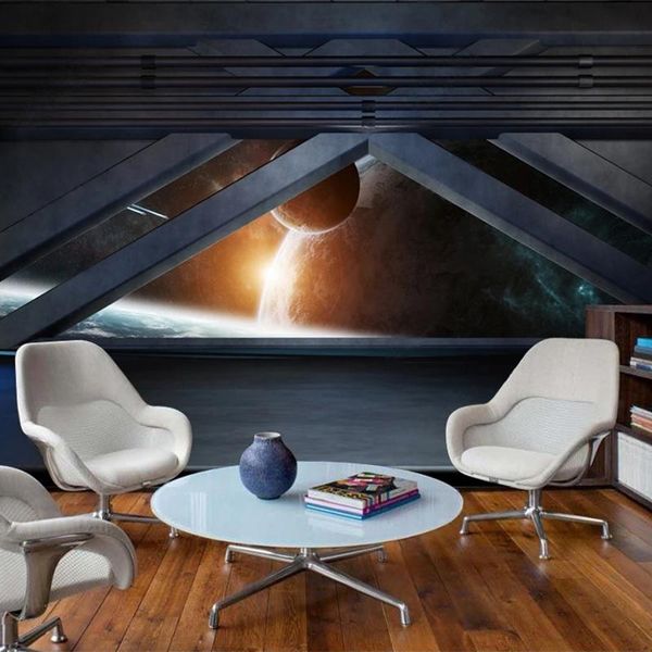 

wallpapers custom po wallpaper 3d cool spaceship hatch mural restaurant bar ktv background wall decor papel de parede sala