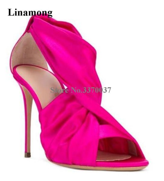 

dress shoes women est peep toe suede leather knotted stiletto heel sandals rose red blue cut-out elastic high heels, Black