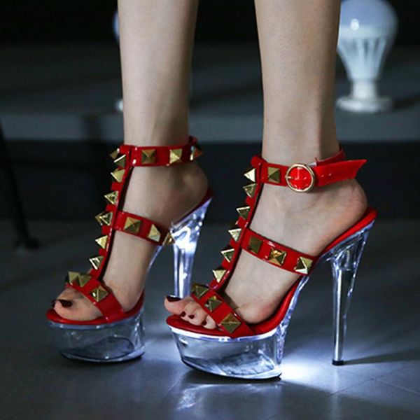 

dress shoes large size shine sandals and slippers female high heel model design platform non-slip thick-soled all-match, Black