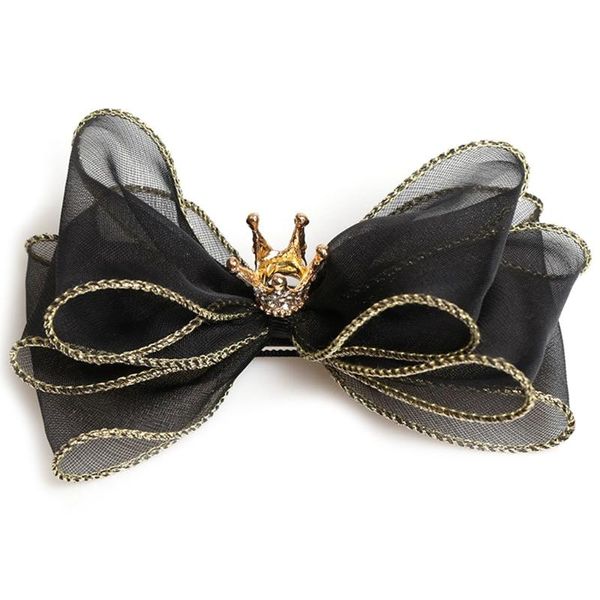 

hair accessories girls big bowknot clip organza bows barrettes large bow crown clips elegant french style ornaments, Slivery;white