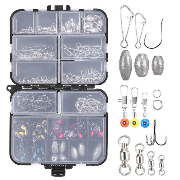 

fishing accessories 256pcs kit crank hooks sinker weights swivels snaps connectors beads tackle box set