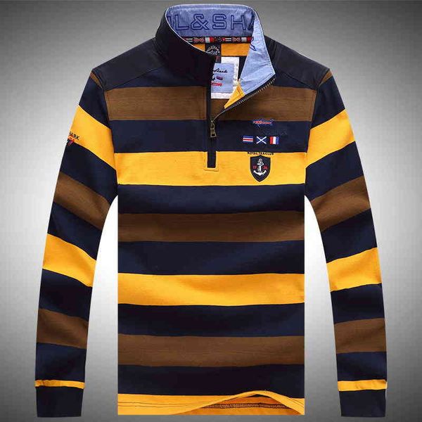 

new arrival smart casual knitted wear men brand tace & shark stand collar half zipper striped pullovers warm sweater, Black