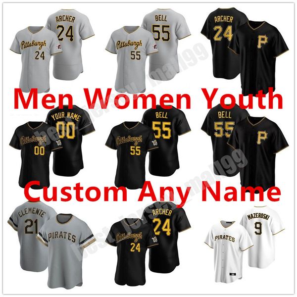 

custom 2021 pittsburgh 32 elias diaz jersey willie stargell 25 gregory polanco 55 josh bell roberto clemente starling marte pirates baseball, Blue;black
