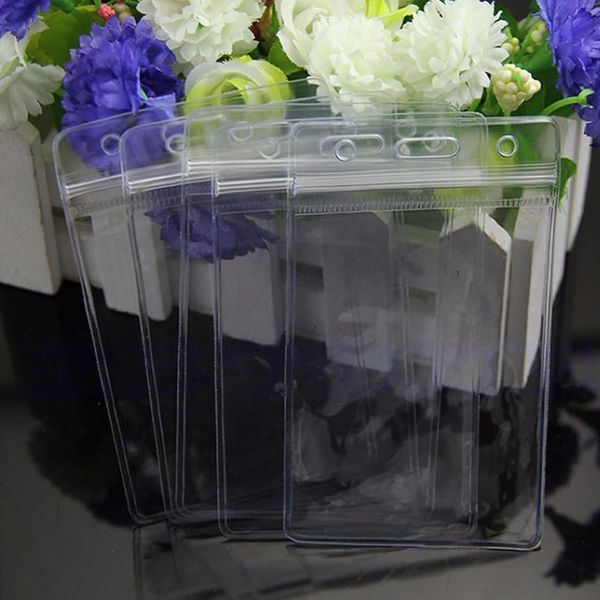 

5 x clear convenient transparent pvc badge work exhibition id name waterproof card holders trunk no zipper casual solid jllfgn
