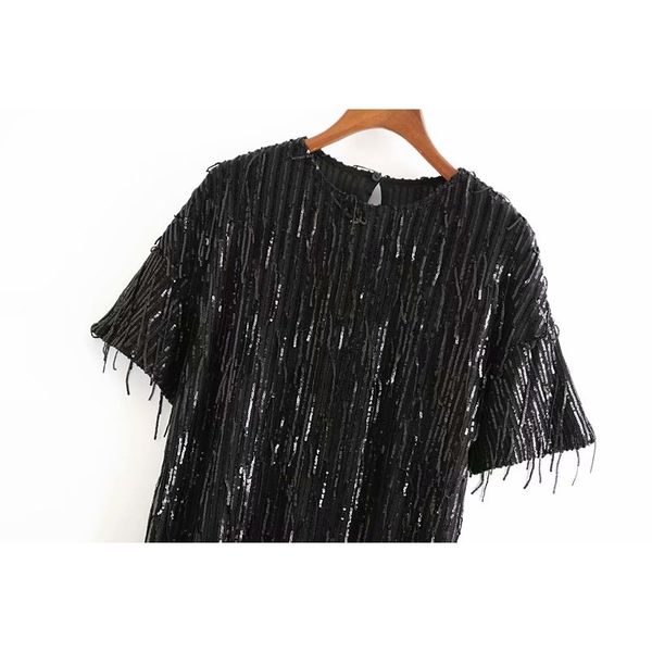 

2021 new women sequined party mini female short sleeve t-shirts vestidos mujer 7o6v, White
