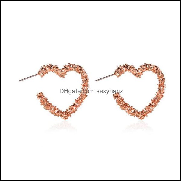 

stud earrings jewelry european opening heart simple metal matter love ear nail for women valentines day gift gold earring ornaments wholesal, Golden;silver