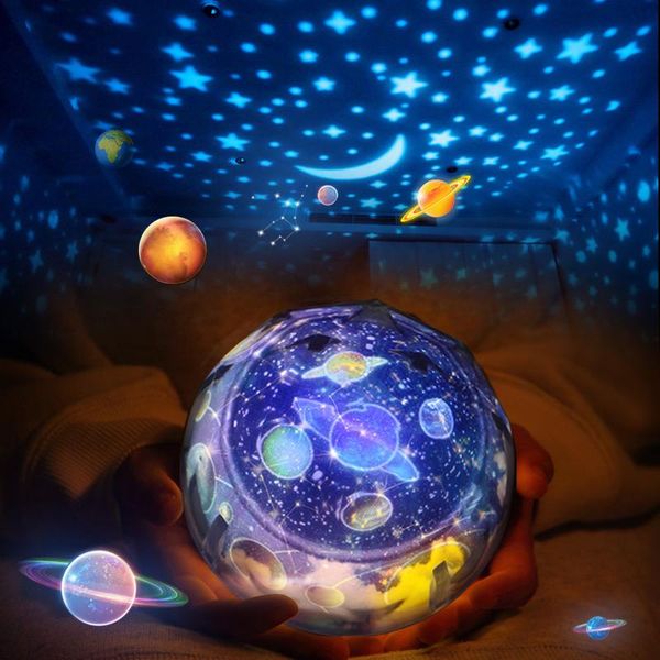 

starry sky night light planet magic projector earth universe led lamp colorful rotate flashing star kids baby christmas gift