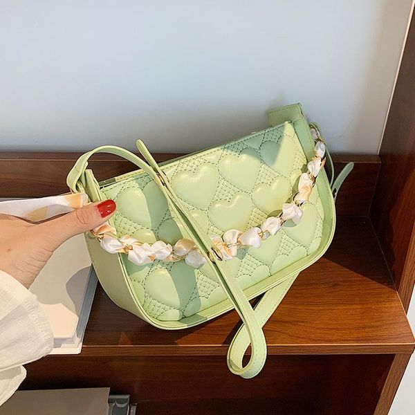

evening bags summer fashion heart thread flap for women 2021 pu leather designer female ribbon shoulder bag sac femme crossbody