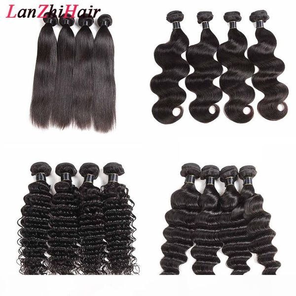 

8a indian virgin hair straight body wave 4 bundles 100% indian deep water wave hair human hair bundles loose deep natural color, Black
