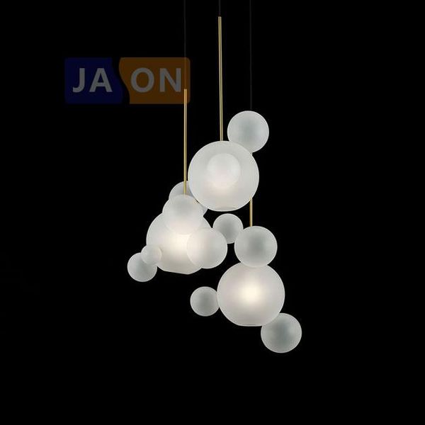

led postmodern iron glass bubbles blue white clear chandelier lighting lustre suspension luminaire lampen for dinning room