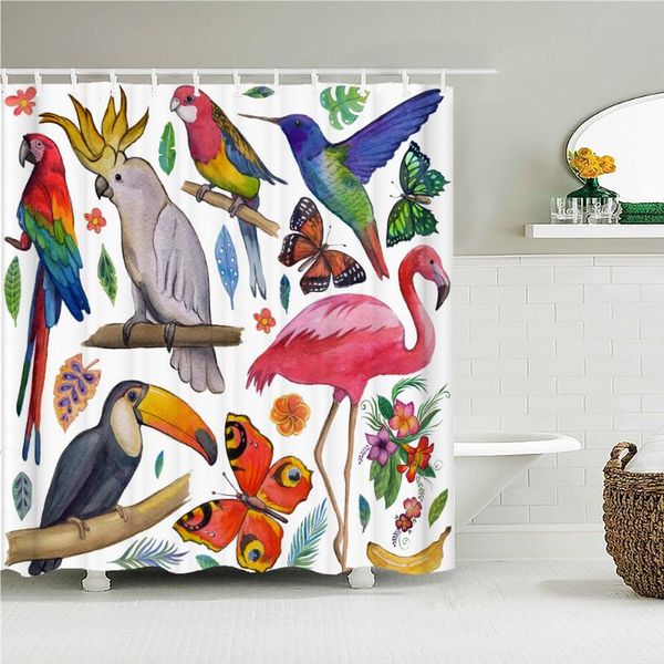 

shower curtains colorful bird butterfly flamingo fabric curtain bathroom with hooks waterproof printing bath home decor