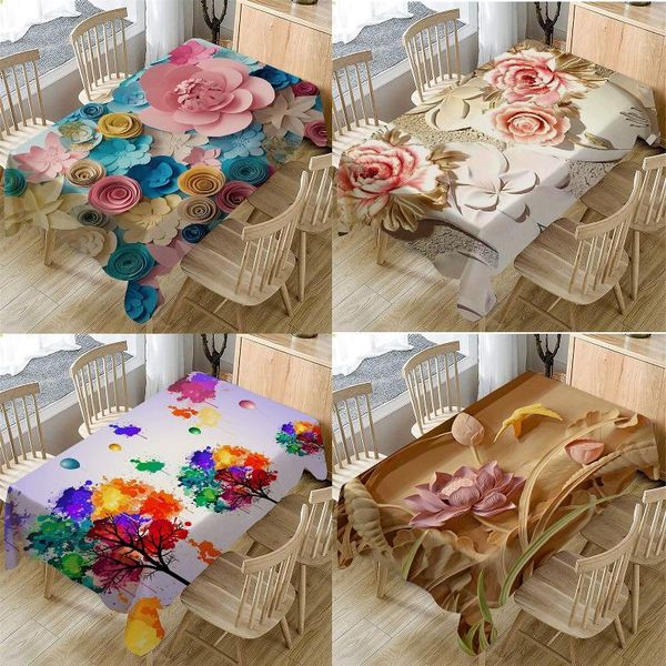 

table cloth 3d flower pattern room decor aesthetic dining mantel elegant cloths purple tablecloth waterproof