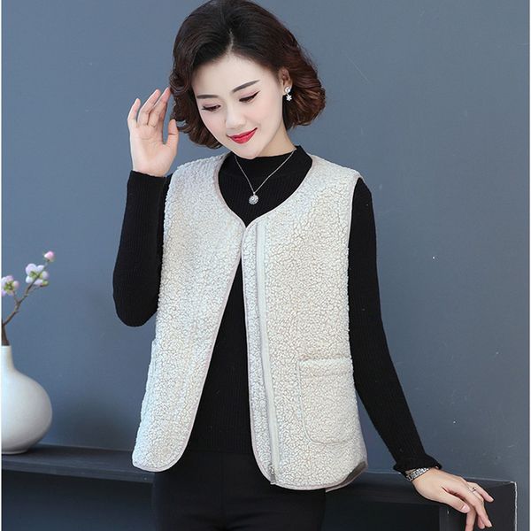 

women's jackets granular velvet vest women autumn winter casual warm o-neck solid color zipper placket short sleeveless coat loose, Black;brown