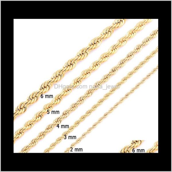 

gold plated rope chain stainless steel necklace for women men gold fashion rope chain jewelry gift 81vn2 cexam, Silver
