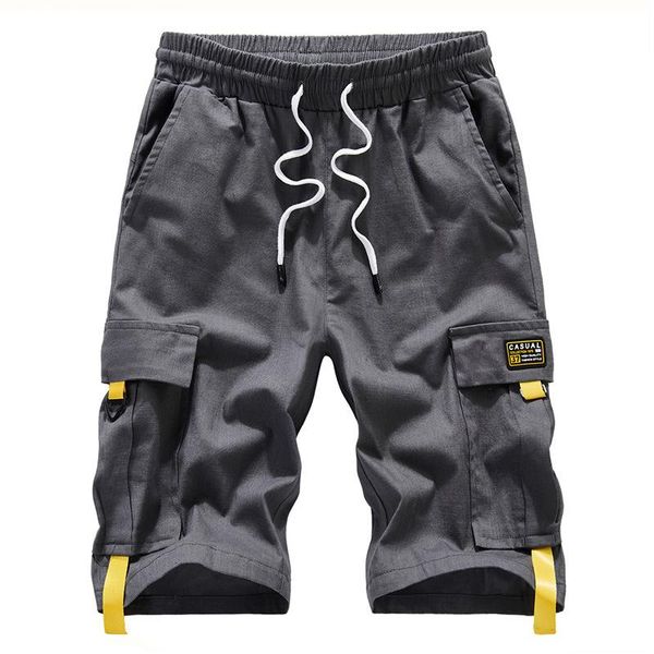 

men's shorts large size 2021 summer streetwear male bermuda cargo side pockets plus 7xl 8xl 9xl knee length cotton, White;black