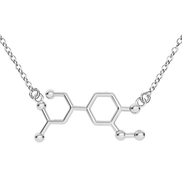 

pendant necklaces adrenaline molecule necklace science jewellery chemistry fashion with 50 cm link chain jewelry gift for her, Silver