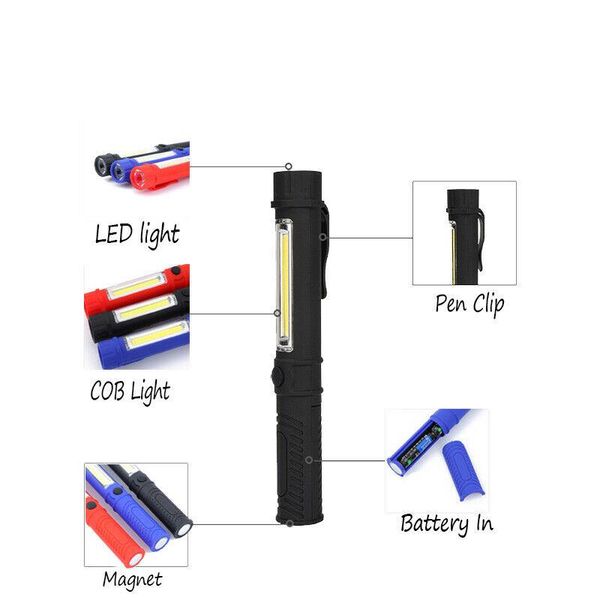 

1000 lumens flashlight cob magnetic led pen light ultra bright led torch flashlight garage outdoor work mini flashlight