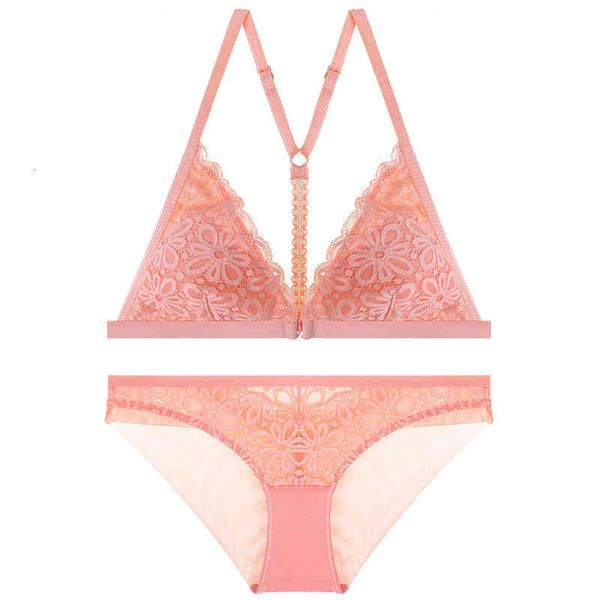 

fashion design luxury bra set daisy lace y-back without steel ring front buckle thin summer women's underwear, Red;black