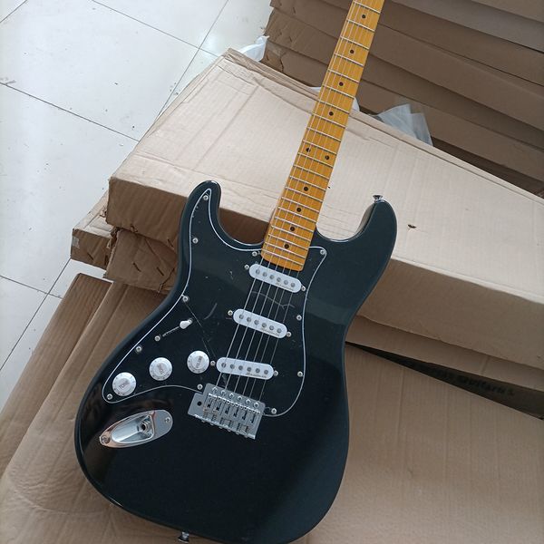 

6 strings black left handed electric guitar,scalloped maple fretboard