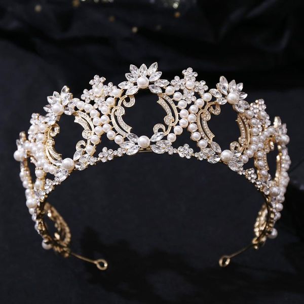 

hair clips & barrettes bridal crown headwear luxury rhinestones inlaid headband for female wedding birthday accessories nov99, Golden;silver