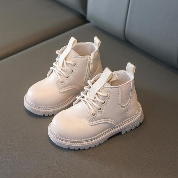 

boots girls 2021 autumn winter leather boys ankle waterproof kids fashion short children' sport shoes, Black;grey