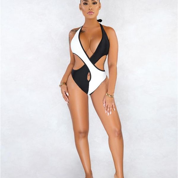

hollow out summer bikini fashion designer women bathing suit womens contrast color sling swimsuit tight stitching