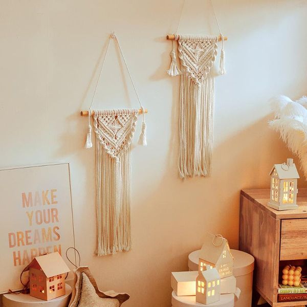 

decorative objects & figurines macrame bohemian handmade tapestry nordic hand woven cotton rope wall decoration living room decor simple boh