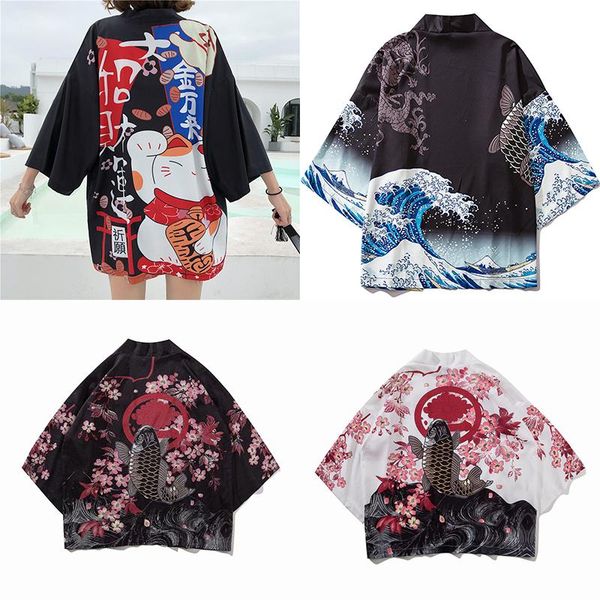 

ethnic clothing kimono women cardigan traditional dress plus size summer 2021 beach cosplay jacket japanese femme casual robe, Red