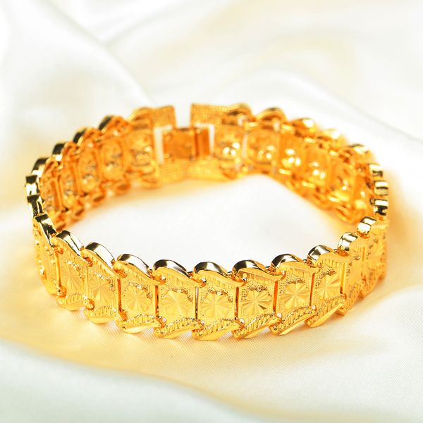 

korean fashion jewelry copper plated gold jewelry fashion men's gold plated bracelet gift, Golden;silver