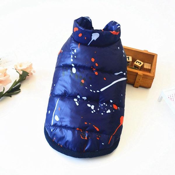 

dog apparel pet cold weather costume clothes sleeveless printed vest thickening warm skiing coat.,