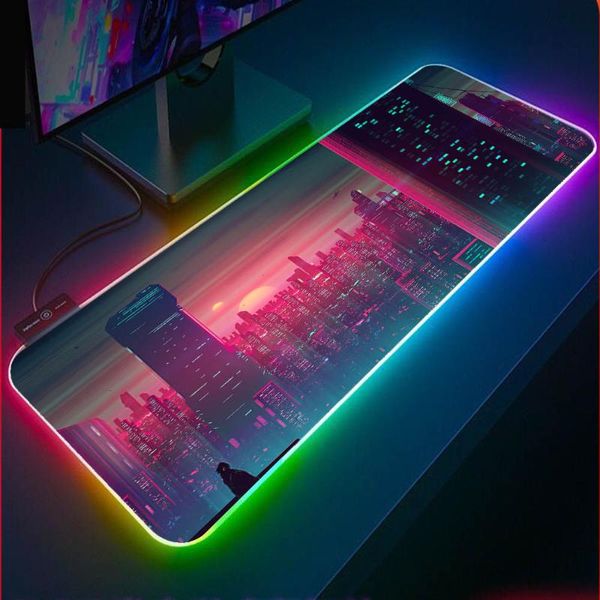 

mouse pads & wrist rests xgz sunset city hd rgb gaming pad xxl mini desk lapwith usd socket led carpet mousepad